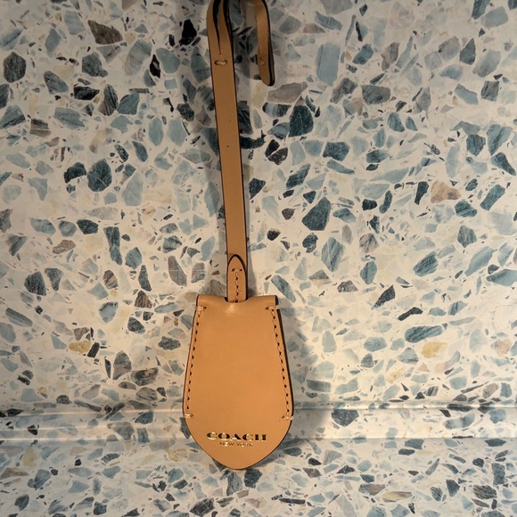 Coach Other - Coach Beige Leather Key Ring Tag